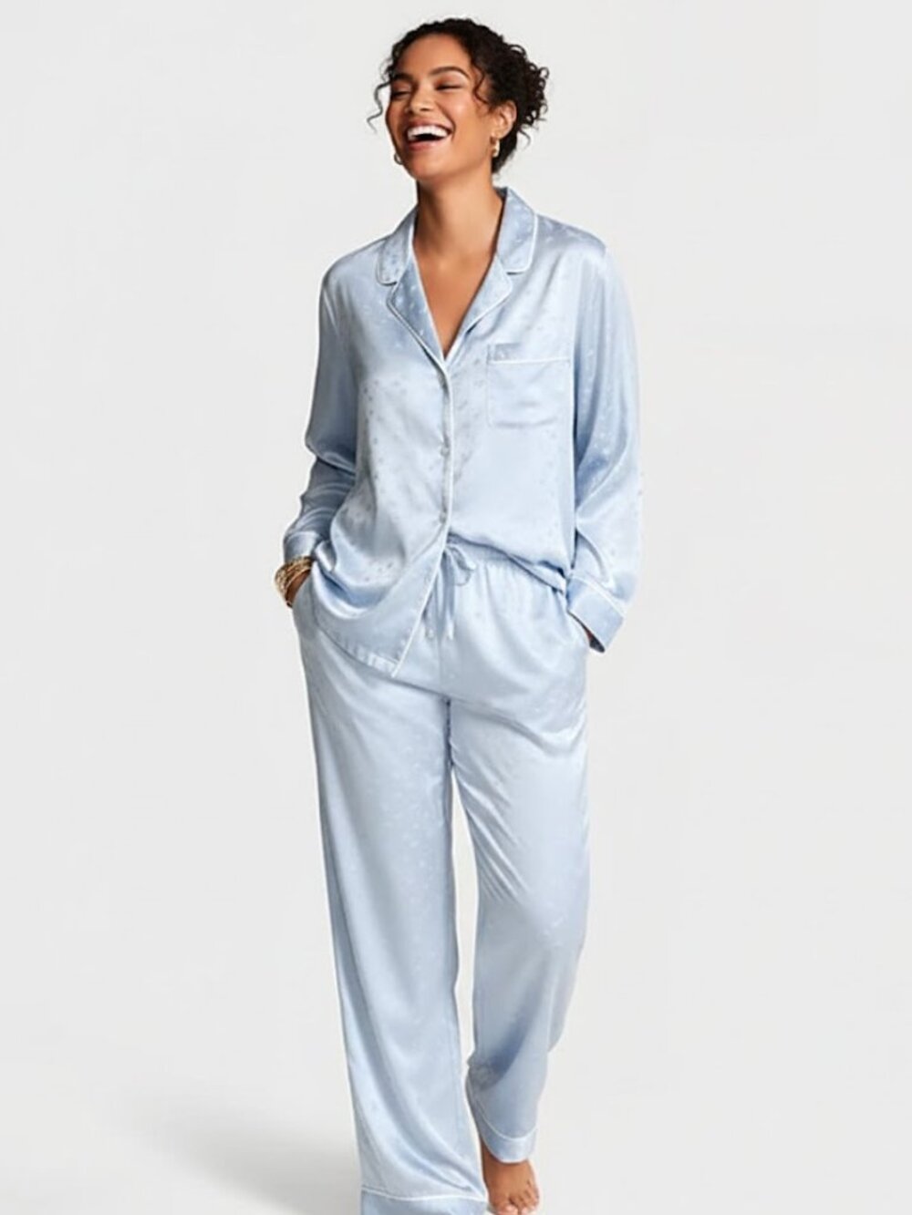 Victoria's Secret Butterfly Satin Long Pajama Set in Med (Long) NWT